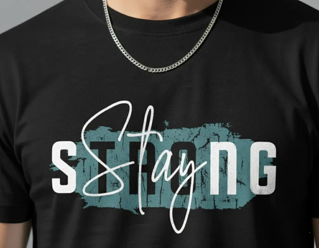 STAY STRONG MEN TSHIRT CLOSEUP .webp
