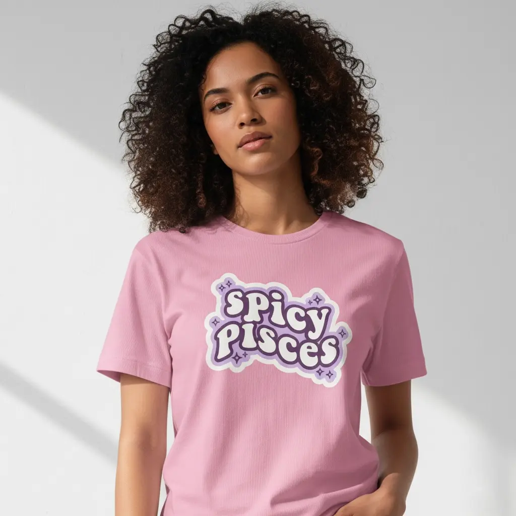[SPICY-DARKBLUE-M] Spicy Pisces T-Shirt (Pink | 180 GSM Pure Cotton Bio-Washed)  (DARK BLUE, M)