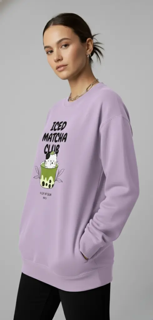 [ICED-WHITE-M] Iced Matcha Club Premium Sweatshirt (WHITE, M)