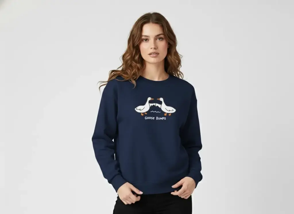 [GOOSE-DARK-M] Goose Bumps Women's Sweatshirt- (DARK BLUE, M)