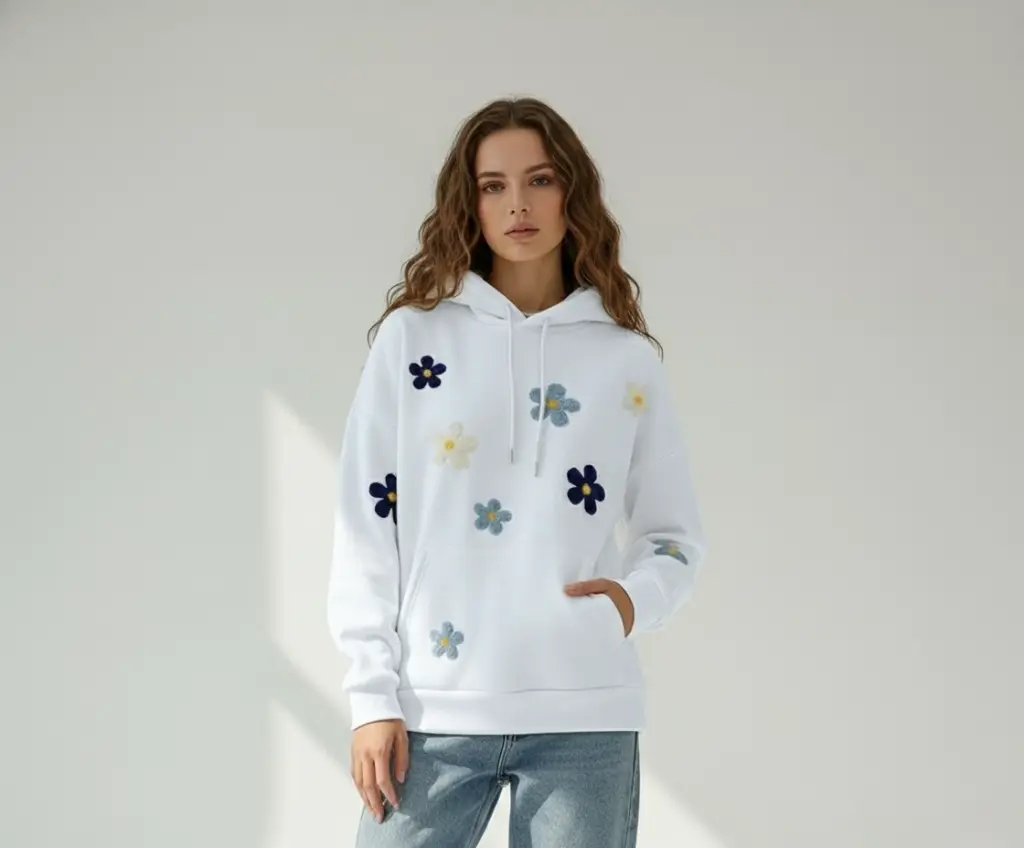 [FLORAL-M] Floral Bliss Premium Hoodie (M)