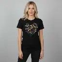 Floral Heart T-Shirt (Black | 180 GSM Pure Cotton)