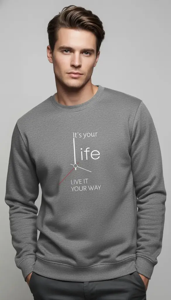 [LIFE-BLACK-M] “It’s Your Life” Motivational Premium Sweatshirt (BLACK, M)