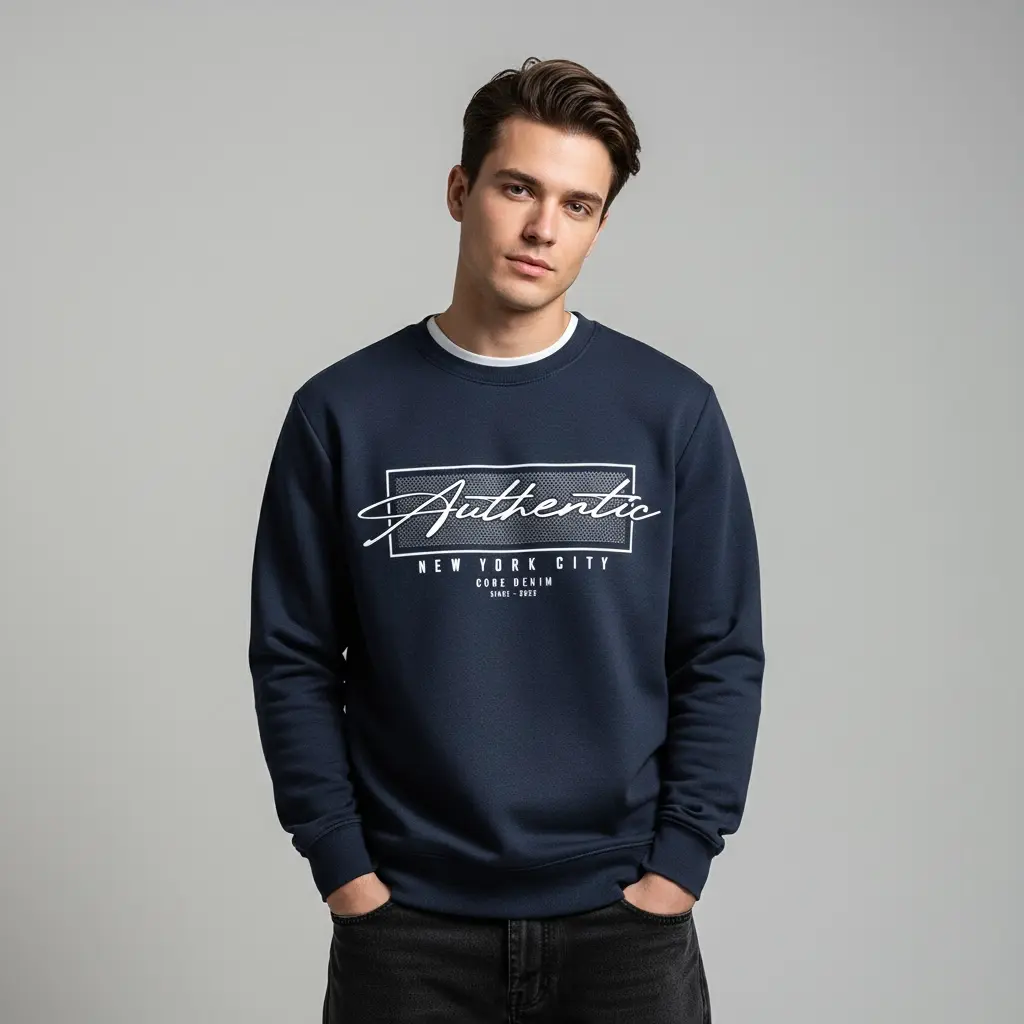 [AUTHENTIC-DARK-M] Authentic NYC Premium Sweatshirt (DARK BLUE, M)