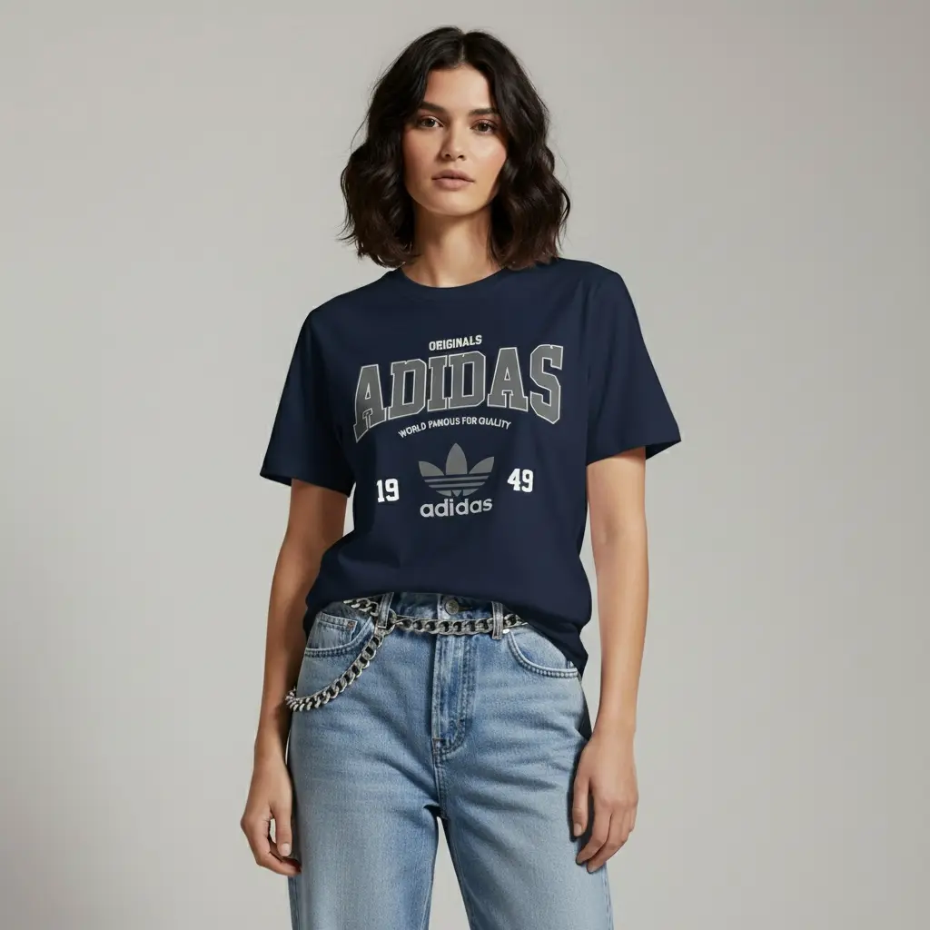 [ADIDAS-DARKBLUE-M] Adidas Originals T-Shirt (Navy Blue | 180 GSM Pure Cotton) (M)