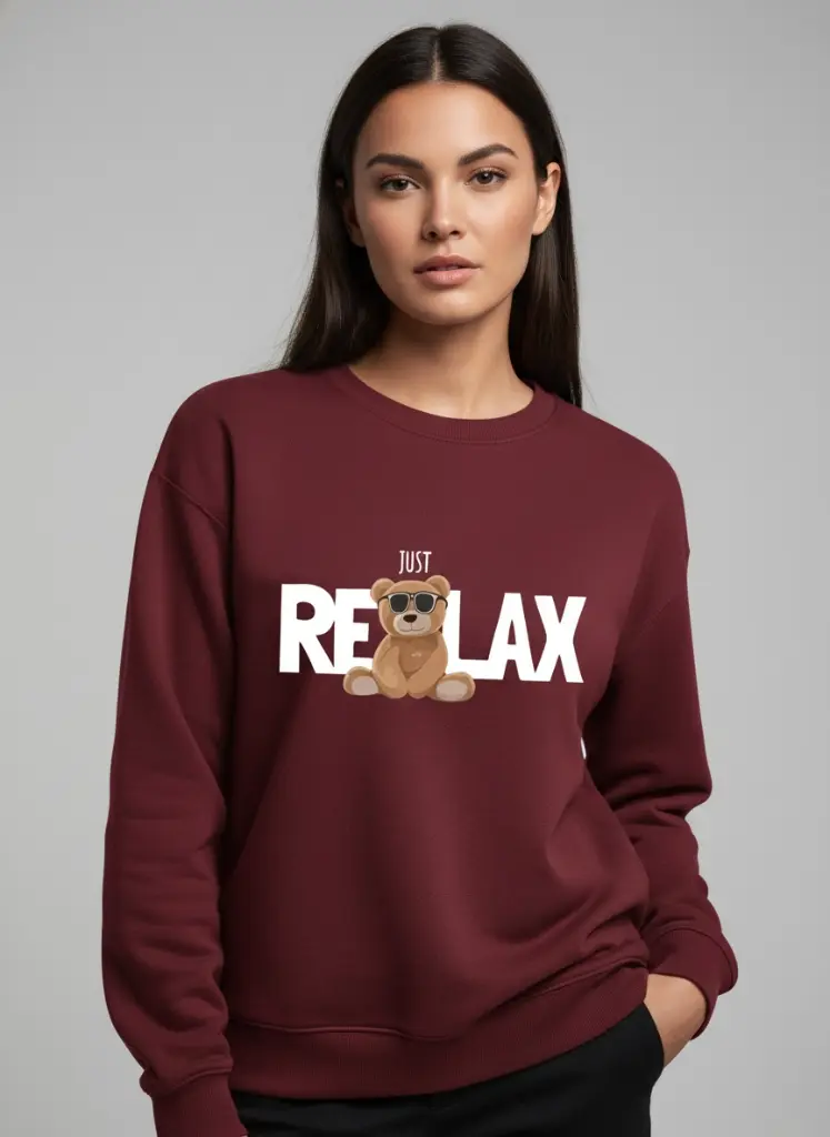 [RELAX-DARK-M] “Just Relax” Women’s Premium Sweatshirt (DARK BLUE, M)