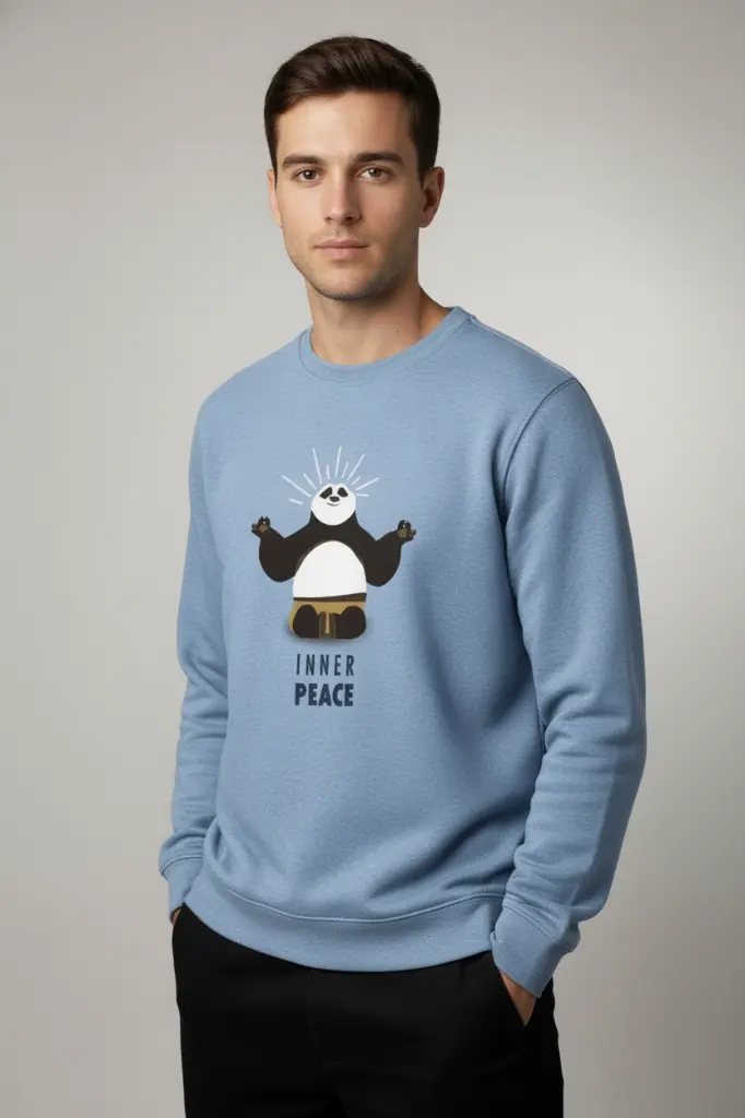 [INNER-BLUE-M] Inner Peace Panda Sweatshirt (LIGHT BLUE, M)
