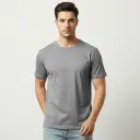 Grey Regular Fit T-Shirt (180 GSM | Pure Cotton | Bio-Washed)