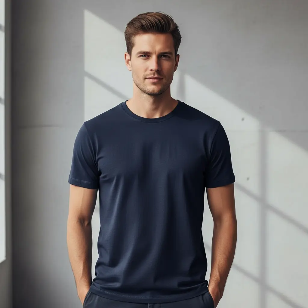 Dark Blue Regular Fit T-Shirt (180 GSM | Pure Cotton | Bio-Washed)