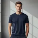 Dark Blue Regular Fit T-Shirt (180 GSM | Pure Cotton | Bio-Washed)