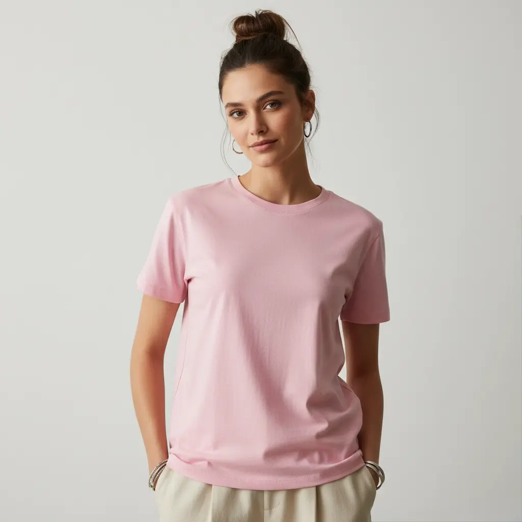 [BABYPINK-F-180-M] Women’s Pink Regular Fit T-Shirt (180 GSM | Pure Cotton | Bio-Washed) (M)
