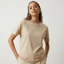 Women’s Beige Regular Fit T-Shirt (180 GSM | Pure Cotton | Bio-Washed)