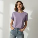 Women’s Lavender Regular Fit T-Shirt (180 GSM | Pure Cotton | Bio-Washed)