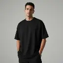 Men's Black Oversized T-Shirt (200 GSM | Pure Cotton | Bio- Washed)