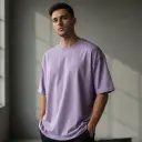 Men's Lavender Oversized T-Shirt (200 GSM | Pure Cotton | Bio- Washed)