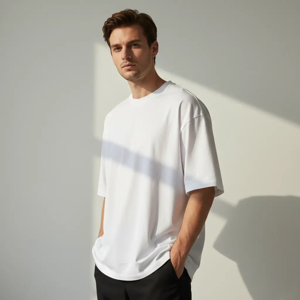 Men's White Oversized T-Shirt (200 GSM | Pure Cotton | Bio- Washed)