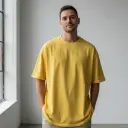 Men's Yellow Oversized T-Shirt (200 GSM | Pure Cotton | Bio- Washed)