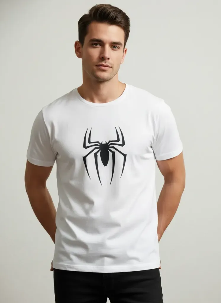 [WHITE-SPIDER-M] SPIDER Graphic Bio-Washed 180 GSM T-Shirt (M)