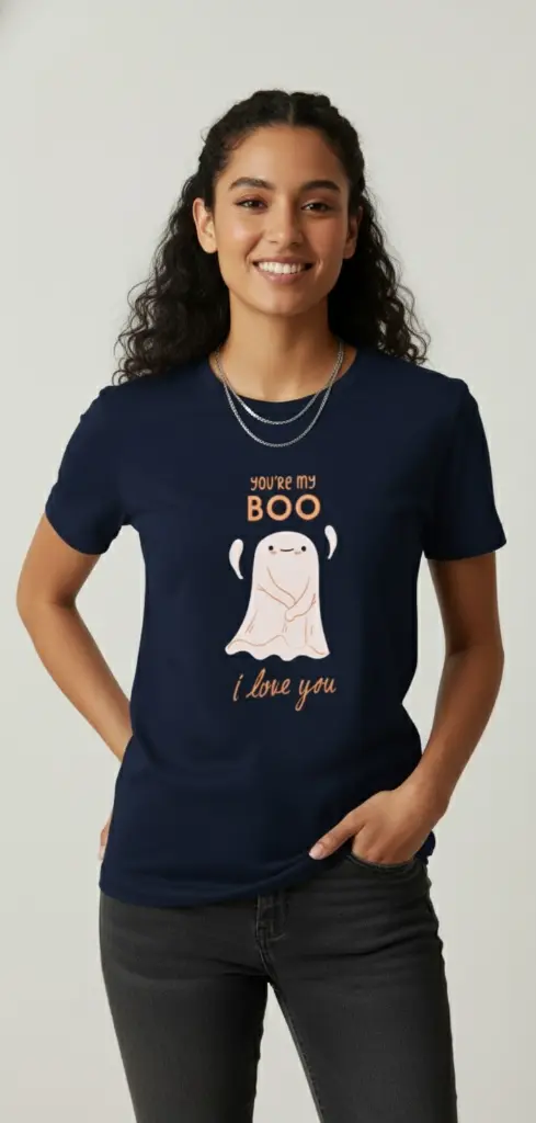 [MYBOO-BLACK-M] You’re My Boo T-Shirt (Navy Blue | 180 GSM Pure Cotton) (BLACK, M)