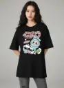 Exciting Macaron Oversized T-Shirt (Black | 200 GSM Pure Cotton Bio-Washed)